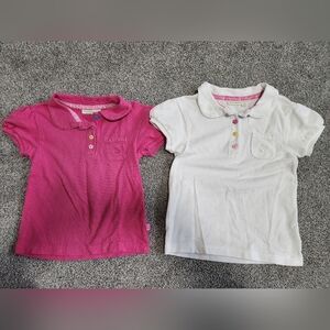 JoJo Maman Bebe Collard Polo Pink & White Set of Two